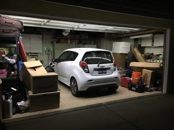 Garage Door Open with Light on